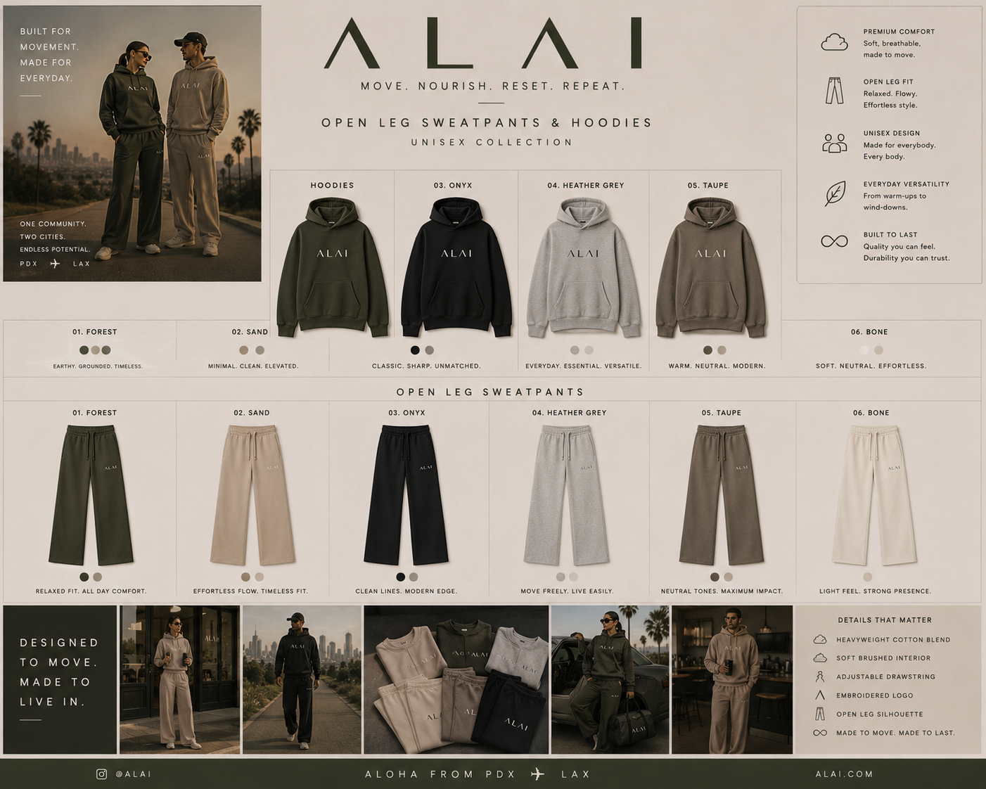 Alai Hoodies & Open Leg Sweatpants